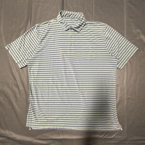 Peter Millar Shirt Mens XL Striped Green Purple Polo Golf Stretch Button Collar